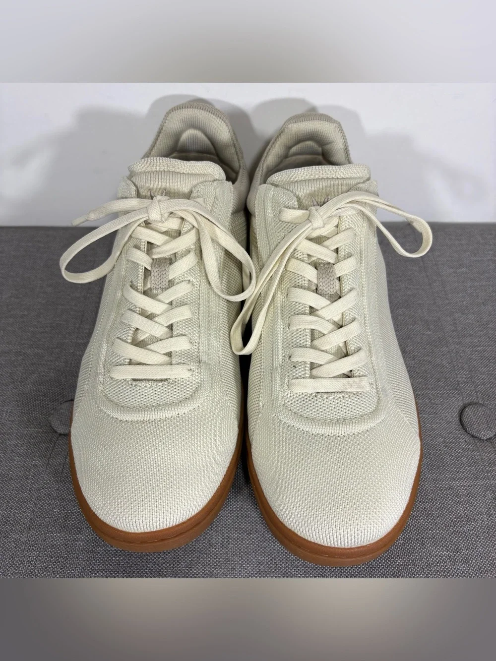 Vivaia Canvas Low-Top Sneakers in Cream with Brown Sole- woman’s EU 40
